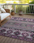 LOOMLAN Rugs Claritha Purple Washable Indoor-Outdoor Rug