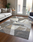 LOOMLAN Rugs Contoure Brown Washable Indoor-Outdoor Rug