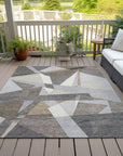 LOOMLAN Rugs Contoure Brown Washable Indoor-Outdoor Rug