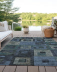 LOOMLAN Rugs Cora Blue Washable Indoor-Outdoor Rug