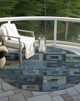 LOOMLAN Rugs Cora Blue Washable Indoor-Outdoor Rug