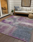 LOOMLAN Rugs Coralia Purple Washable Indoor-Outdoor Rug