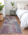 LOOMLAN Rugs Coralia Purple Washable Indoor-Outdoor Rug