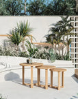 Cross Legs Nesting Teak Patio Side Table - LOOMLAN - HiTeak - Outdoor Side Tables