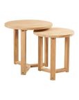 Cross Legs Nesting Teak Patio Side Table - LOOMLAN - HiTeak - Outdoor Side Tables