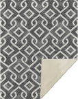 Offset Stripes Black Washable Indoor-Outdoor Rug