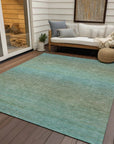 LOOMLAN Rugs Daphara Teal Washable Indoor-Outdoor Rug
