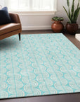 LOOMLAN Rugs Darya Teal Washable Indoor-Outdoor Rug