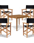 Del Ray 5 - Piece Square Teak Outdoor Dining Set - LOOMLAN - HiTeak - Outdoor Dining Sets