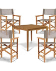 Del Ray 5 - Piece Square Teak Outdoor Dining Set - LOOMLAN - HiTeak - Outdoor Dining Sets