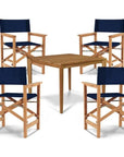 Del Ray 5 - Piece Square Teak Outdoor Dining Set - LOOMLAN - HiTeak - Outdoor Dining Sets
