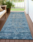 LOOMLAN Rugs Delaura Blue Washable Indoor-Outdoor Rug