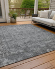 LOOMLAN Rugs Delaura Gray Washable Indoor-Outdoor Rug