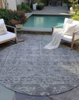 LOOMLAN Rugs Delaura Gray Washable Indoor-Outdoor Rug