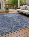LOOMLAN Rugs Delaura Navy Washable Indoor-Outdoor Rug