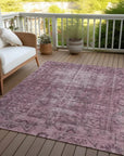LOOMLAN Rugs Delaura Red Washable Indoor-Outdoor Rug