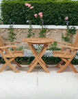Devon 3PC Teak Folding Outdoor Bistro Set - LOOMLAN - HiTeak - Outdoor Bistro Sets
