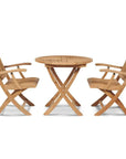 Devon 3PC Teak Folding Outdoor Bistro Set - LOOMLAN - HiTeak - Outdoor Bistro Sets