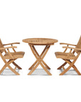 Devon Teak Patio Round Bistro Set 3PC - LOOMLAN - HiTeak - Outdoor Bistro Sets