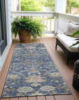 LOOMLAN Rugs Doris Blue Washable Indoor-Outdoor Rug