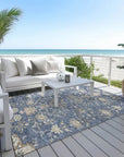 LOOMLAN Rugs Doris Blue Washable Indoor-Outdoor Rug
