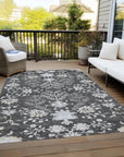 LOOMLAN Rugs Doris Charcoal Washable Indoor-Outdoor Rug
