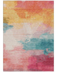 LOOMLAN Rugs Elanisse Pink Washable Indoor-Outdoor Rug