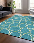 LOOMLAN Rugs Elantra Teal Washable Indoor-Outdoor Rug