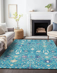 LOOMLAN Rugs Elara Teal Washable Indoor-Outdoor Rug