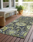 LOOMLAN Rugs Elarion Green Washable Indoor-Outdoor Rug