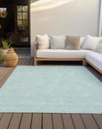 LOOMLAN Rugs Eleya Teal Washable Indoor-Outdoor Rug