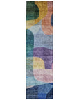 LOOMLAN Rugs Elina Blue Washable Indoor-Outdoor Rug
