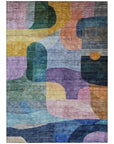 LOOMLAN Rugs Elina Blue Washable Indoor-Outdoor Rug