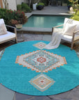 LOOMLAN Rugs Elira Teal Washable Indoor-Outdoor Rug