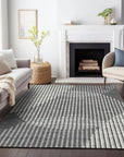 LOOMLAN Rugs Elowen Charcoal Washable Indoor-Outdoor Rug