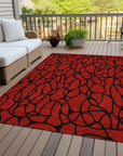 LOOMLAN Rugs Elowira Red Washable Indoor-Outdoor Rug