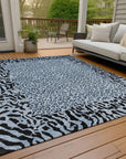 LOOMLAN Rugs Elyvia Blue Washable Indoor-Outdoor Rug