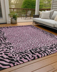 LOOMLAN Rugs Elyvia Pink Washable Indoor-Outdoor Rug