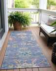 LOOMLAN Rugs Eugene Blue Washable Indoor-Outdoor Rug