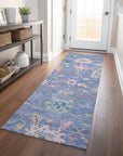 LOOMLAN Rugs Eugene Blue Washable Indoor-Outdoor Rug