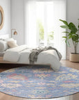 LOOMLAN Rugs Eugene Blue Washable Indoor-Outdoor Rug