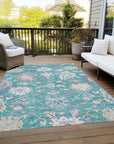 LOOMLAN Rugs Eugene Teal Washable Indoor-Outdoor Rug
