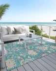 LOOMLAN Rugs Eugene Teal Washable Indoor-Outdoor Rug