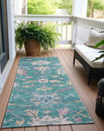LOOMLAN Rugs Eugene Teal Washable Indoor-Outdoor Rug