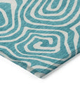 LOOMLAN Rugs Evalora Teal Washable Indoor-Outdoor Rug
