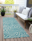 LOOMLAN Rugs Evalora Teal Washable Indoor-Outdoor Rug