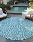 LOOMLAN Rugs Evalora Teal Washable Indoor-Outdoor Rug