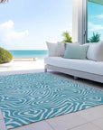 LOOMLAN Rugs Evalora Teal Washable Indoor-Outdoor Rug