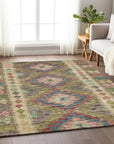 LOOMLAN Rugs Evynne Green Washable Indoor-Outdoor Rug