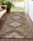 LOOMLAN Rugs Evynne Green Washable Indoor-Outdoor Rug